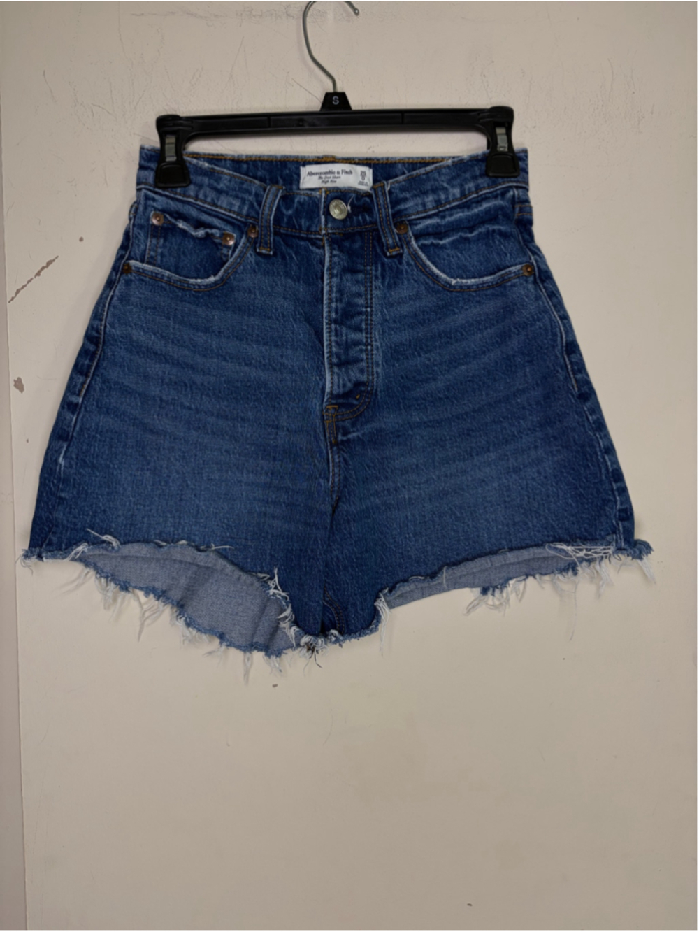 Abercrombie & Fitch Curve Love The Dad High Rise Denim Shorts Cutoff Size 25
